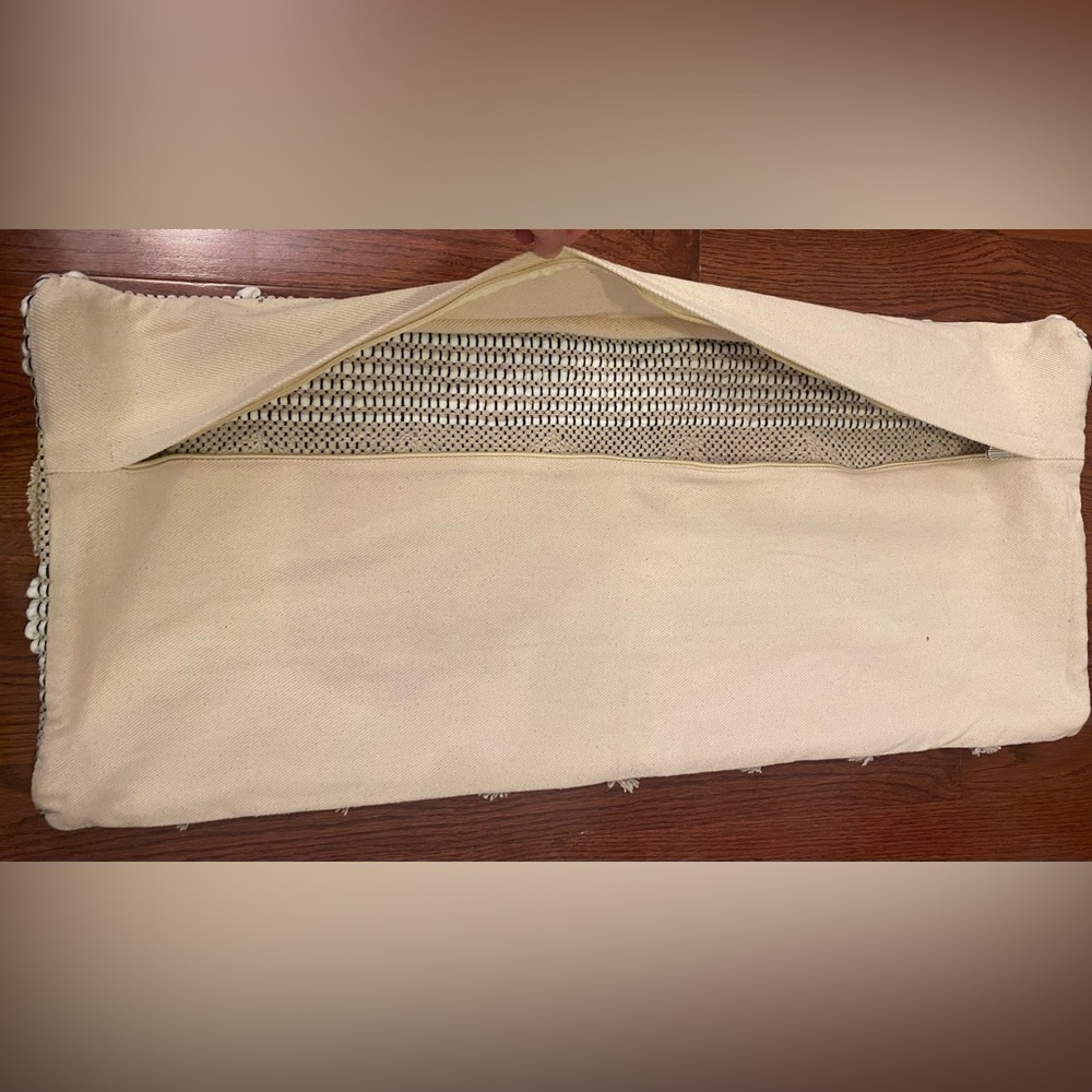 Woven Pillow Case For Large Throw Pillow Natural/Black 32”x14” Tufted Cotton New - Picture 4 of 5